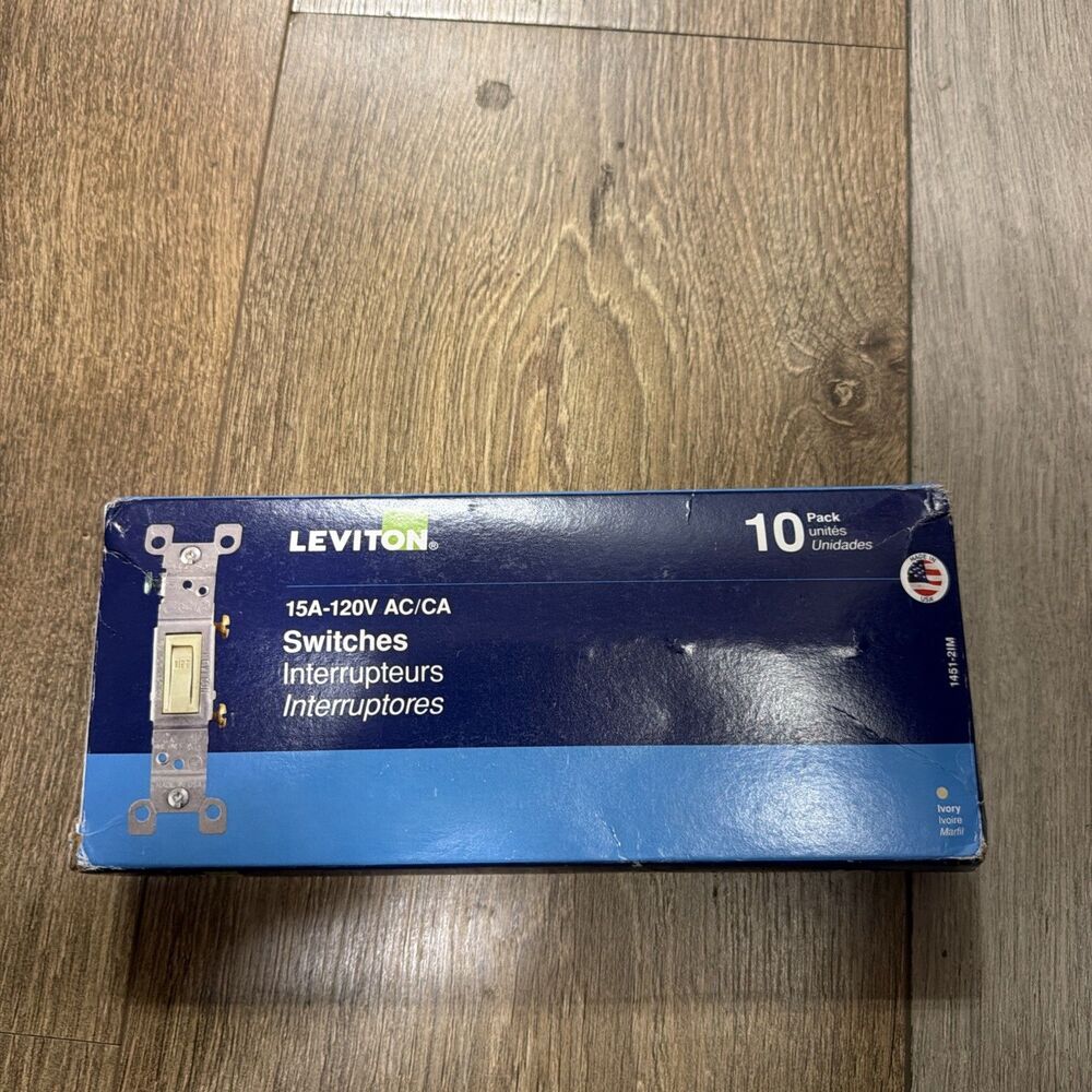 (Pack of 10) Leviton 15 Amp 120 V White Single-Pole Switch 1451-2WM